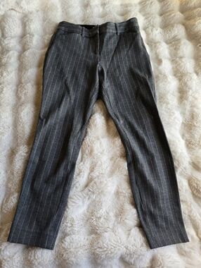 Express Women's Mid Rise Grey Striped Skinny Dress Pants